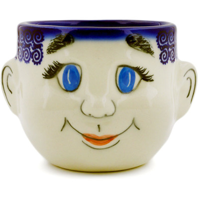 Polish Pottery Mug 8 oz Blue Poppies