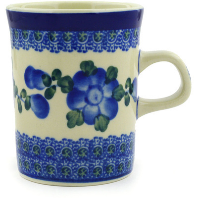 Polish Pottery Mug 8 oz Blue Poppies