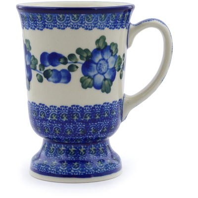 Polish Pottery Mug 8 oz Blue Poppies