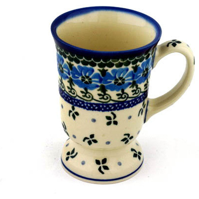 Polish Pottery Mug 8 oz Blue Poppy Chain