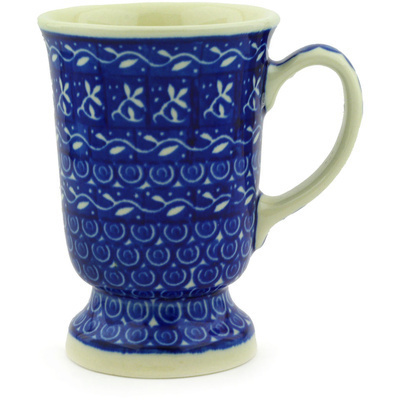 Polish Pottery Mug 8 oz Blue Rope Vine