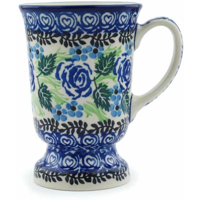 Polish Pottery Mug 8 oz Blue Rose Garden