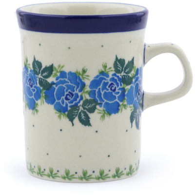 Polish Pottery Mug 8 oz Blue Rose