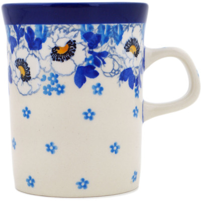 Polish Pottery Mug 8 oz Blue Spring