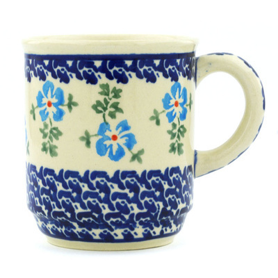 Polish Pottery Mug 8 oz Blue Summer