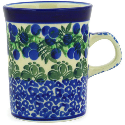 Polish Pottery Mug 8 oz Blueberry Fields Forever