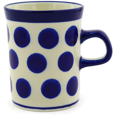 Polish Pottery Mug 8 oz Bold Blue Dots