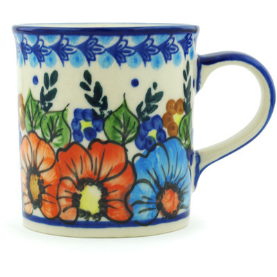 Polish Pottery Mug 8 oz Bold Poppies UNIKAT