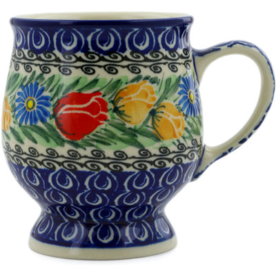 Polish Pottery Mug 8 oz Breathtaking Tulips UNIKAT