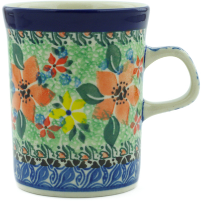 Polish Pottery Mug 8 oz Brilliant Star Flower UNIKAT