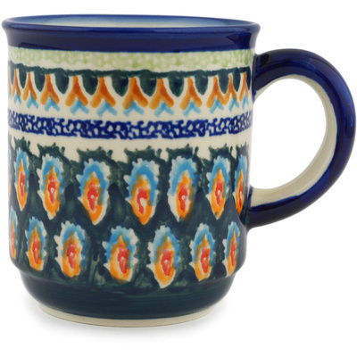 Polish Pottery Mug 8 oz Cathedral Window
