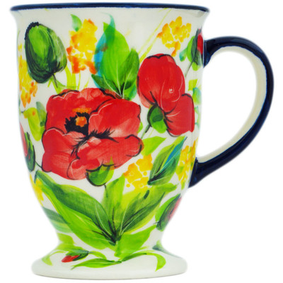 Polish Pottery Mug 8 oz Corn Poppy In Bloom UNIKAT