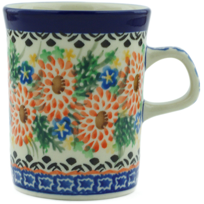 Polish Pottery Mug 8 oz Dahlia Garden UNIKAT