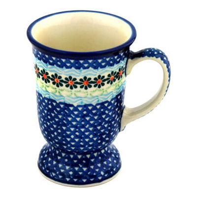 Polish Pottery Mug 8 oz Daisies By The Sea