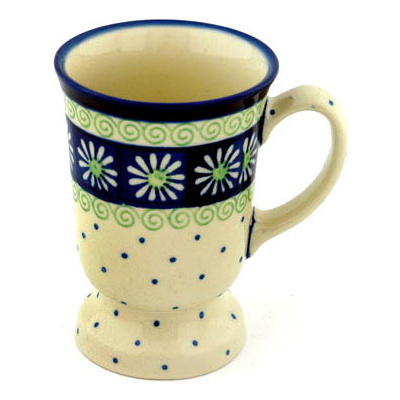 Polish Pottery Mug 8 oz Daisy Swirl