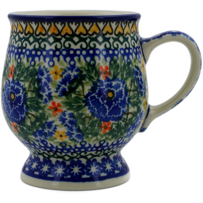 Polish Pottery Mug 8 oz Dancing Pansies UNIKAT