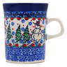 Polish Pottery Mug 8 oz Dancing Snowman UNIKAT