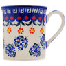 Polish Pottery Mug 8 oz Dark Blue Forget-me-not