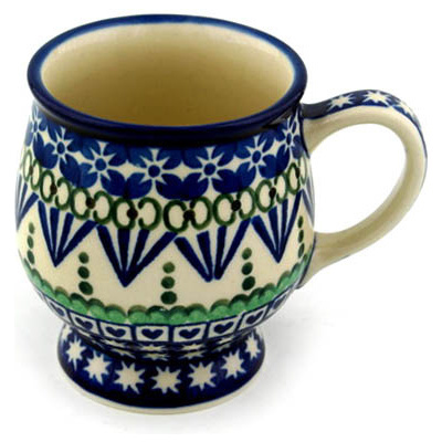 Polish Pottery Mug 8 oz Deep Blue Sun