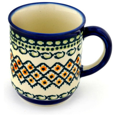 Polish Pottery Mug 8 oz Diamond Peacock