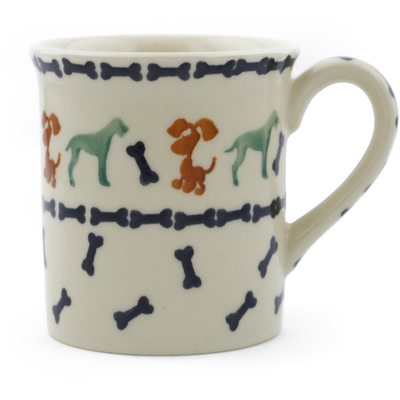Polish Pottery Mug 8 oz Dogs And Bones