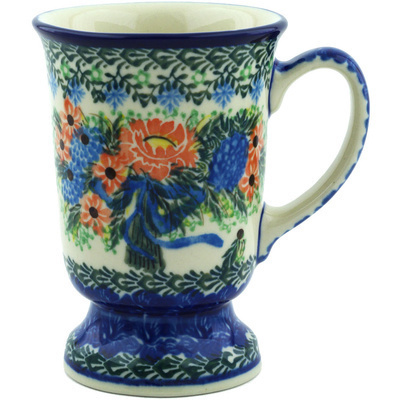 Polish Pottery Mug 8 oz Elegant Bouquet UNIKAT