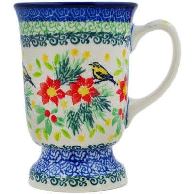 Polish Pottery Mug 8 oz Festive Avian Delight UNIKAT