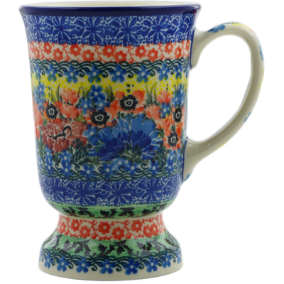 Polish Pottery Mug 8 oz Flowers Jubilee UNIKAT
