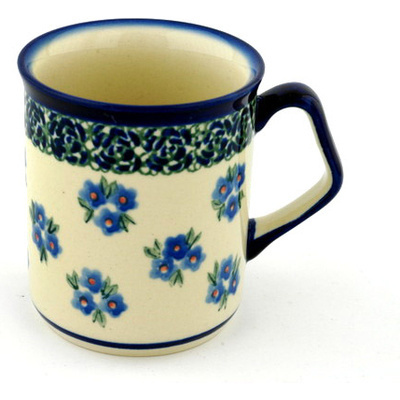 Polish Pottery Mug 8 oz Forget Me Not Dots