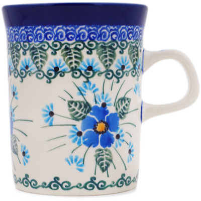 Polish Pottery Mug 8 oz Forget Me Not UNIKAT