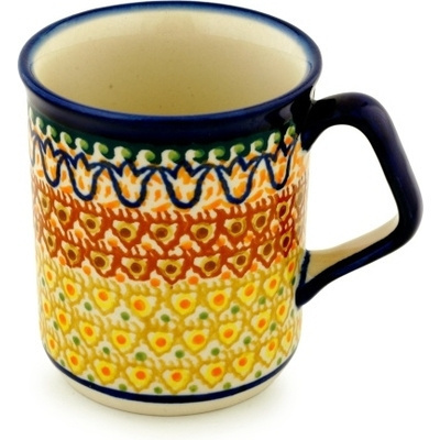 Polish Pottery Mug 8 oz Golden Tulip UNIKAT