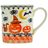 Polish Pottery Mug 8 oz Halloween Spooky Pumpkin