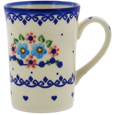 Polish Pottery Mug 8 oz Hearts And Flowers