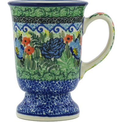 Polish Pottery Mug 8 oz Joyful Blue UNIKAT