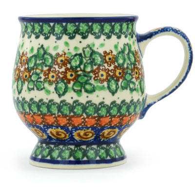 Polish Pottery Mug 8 oz Maple Leaves UNIKAT