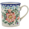 Polish Pottery Mug 8 oz Peach Tudor Rose