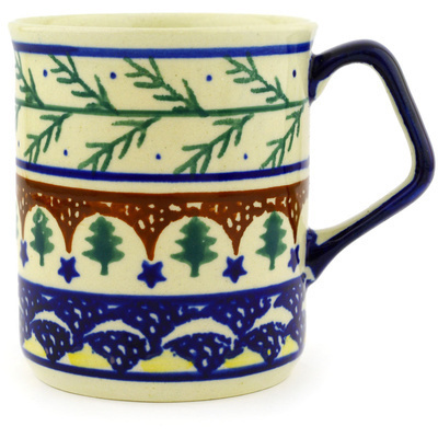 Polish Pottery Mug 8 oz Pine Boughs