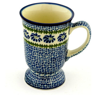 Polish Pottery Mug 8 oz Polka Dot Daisy