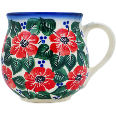 Polish Pottery Mug 8 oz Poppies Meadow UNIKAT