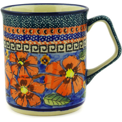 Polish Pottery Mug 8 oz Poppies UNIKAT