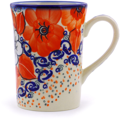 Polish Pottery Mug 8 oz Poppy Passion UNIKAT