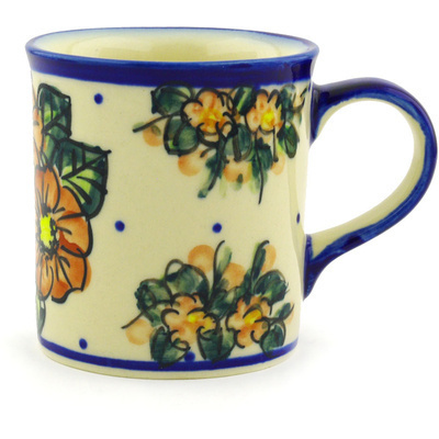 Polish Pottery Mug 8 oz Red Bouquet