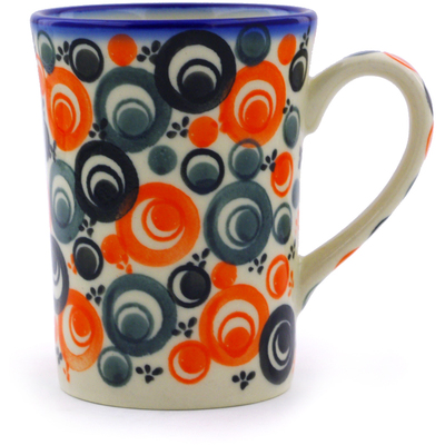 Polish Pottery Mug 8 oz Red Peacock Eye