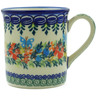 Polish Pottery Mug 8 oz Ring Of Flowers UNIKAT