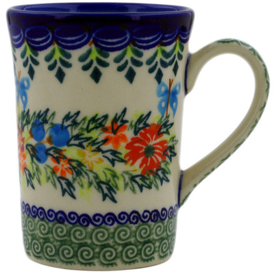 Polish Pottery Mug 8 oz Ring Of Flowers UNIKAT