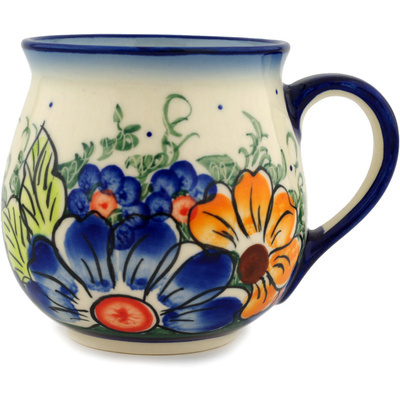 Polish Pottery Mug 8 oz Summertime Blues UNIKAT