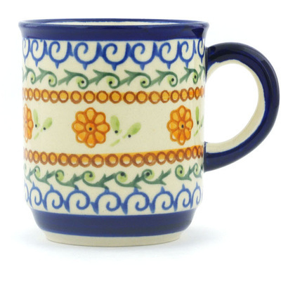 Polish Pottery Mug 8 oz Sunflower Waves