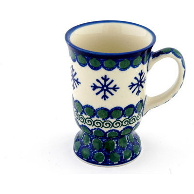 Polish Pottery Mug 8 oz Sweet Pea Snowflake