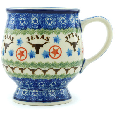 Polish Pottery Mug 8 oz Texas Longhorns