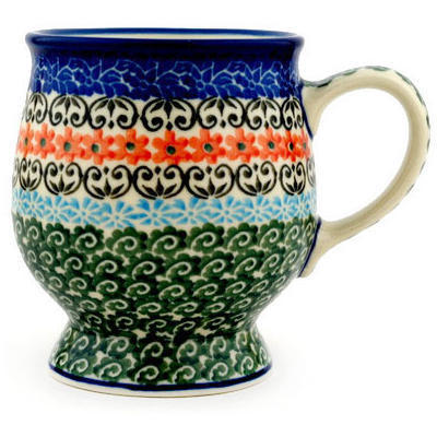 Polish Pottery Mug 8 oz Vibrant Flower Crown